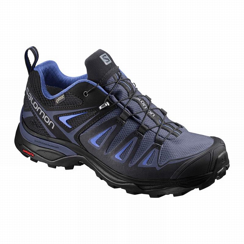 SALOMON X ULTRA 3 GORE-TEX Philippines - Women's Hiking Shoes - Blue/Black | 379016-JKI